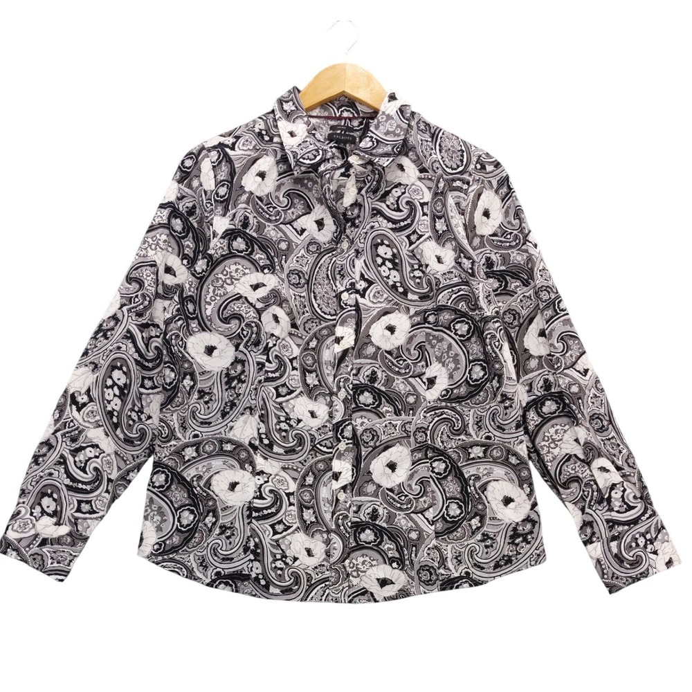 Talbots Non Iron Paisley Floral Print Button Up Shirt‎ Women's Size 10